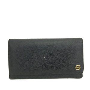 Gucci Black Leather Continental Wallet with Gold Logo